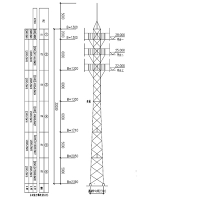 10100m de Tubulaire Driehoekige Zelfstandige Mast van de Staaltoren